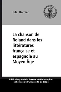 La chanson de Roland dans les littératures française et espagnole au Moyen Âge_cover