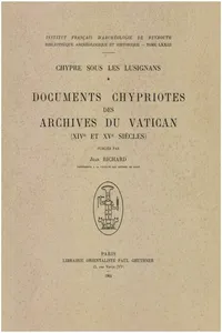 Chypre sous les Lusignans : documents chypriotes des archives du Vatican_cover