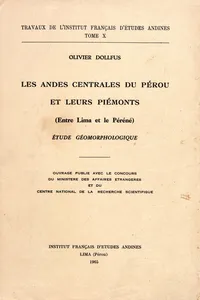 Les Andes centrales du Pérou et leurs piémonts_cover