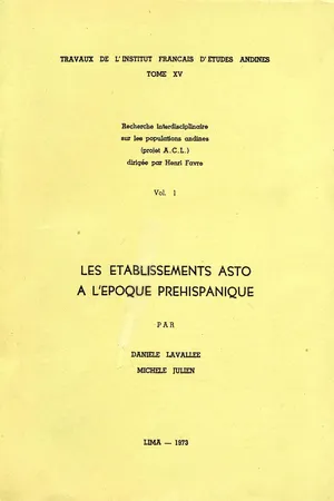 Les établissements Asto à l'époque préhispanique