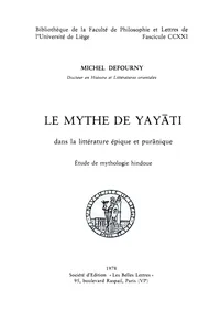 Le Mythe de Yayāti dans la littérature épique et purānique_cover