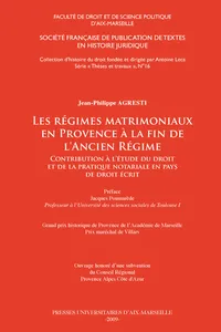 Les régimes matrimoniaux en Provence à la fin de l'Ancien Régime_cover