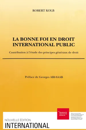 La bonne foi en droit international public