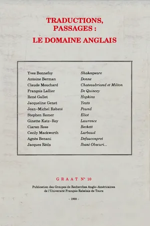 Traductions, passages : le domaine anglais