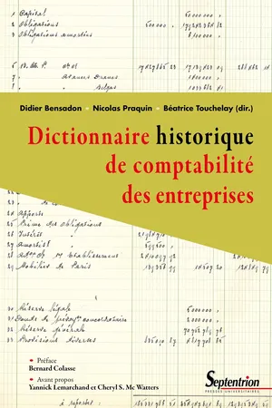 Dictionnaire historique de comptabilité des entreprises