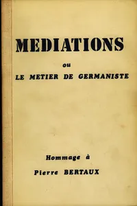 Médiations ou le métier de germaniste_cover