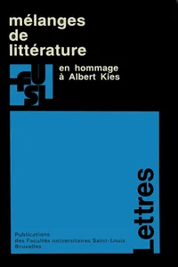 Mélanges de littérature en hommage à Albert Kies_cover