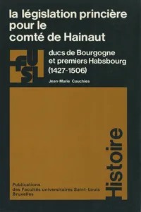 La législation princière pour le comté de Hainaut_cover