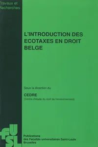 L'introduction des écotaxes en droit belge_cover