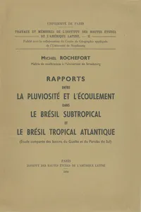 Rapports entre la pluviosité et l'écoulement dans le Brésil subtropical et le Brésil tropical atlantique_cover