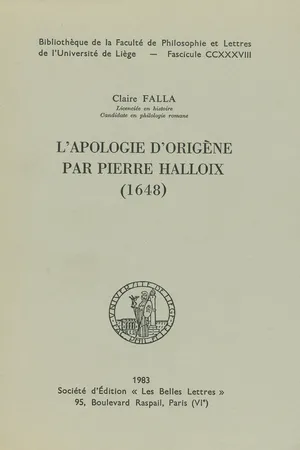 L'apologie d'Origène par Pierre Halloix (1648)