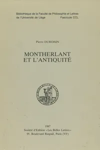 Montherlant et l'Antiquité_cover