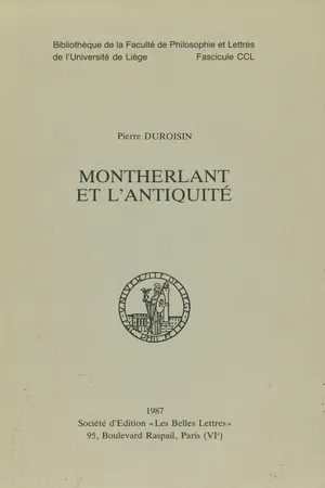 Montherlant et l'Antiquité