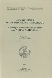 Aux origines d'une discipline historique_cover