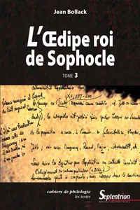 L'Œdipe Roi de Sophocle. Tome 3_cover