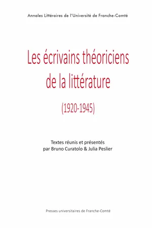 Les écrivains théoriciens de la littérature