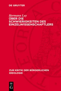 Über die Schwierigkeiten des Einzelwissenschaftlers_cover