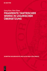 Fragmente tantrischer Werke in uigurischer Übersetzung_cover