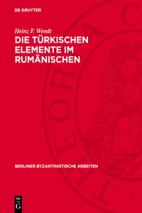 Die türkischen Elemente im Rumänischen_cover