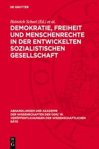 Demokratie, Freiheit und Menschenrechte in der entwickelten sozialistischen Gesellschaft_cover