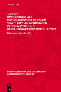 Optimierung als mathematisches Problem sowie ihre Anwendungen in den Natur- und Gesellschaftswissenschaften_cover