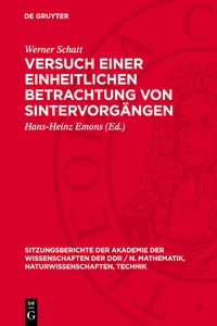 Versuch einer einheitlichen Betrachtung von Sintervorgängen_cover