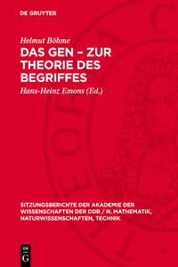 Das Gen – Zur Theorie des Begriffes_cover