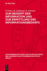 Zum Begriff der Information und zur Ermittlung des Informationsbedarfs_cover