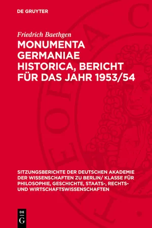 Monumenta Germaniae Historica, Bericht für das Jahr 1953/54