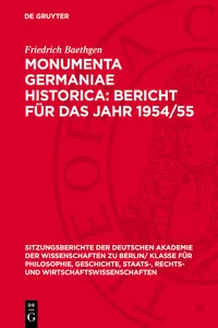 Monumenta Germaniae Historica: Bericht für das Jahr 1954/55_cover