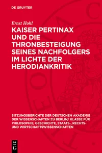 Kaiser Pertinax und die Thronbesteigung seines Nachfolgers im Lichte der Herodiankritik_cover