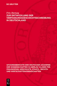 Zur Entwicklung der Verfassungsgeschichtsschreibung in Deutschland_cover