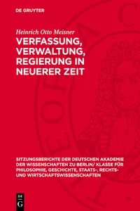 Verfassung, Verwaltung, Regierung in neuerer Zeit_cover