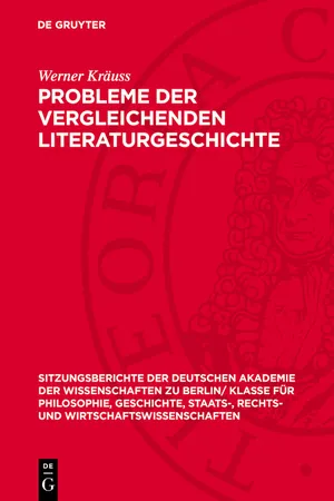 Probleme der vergleichenden Literaturgeschichte