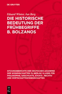 Die historische Bedeutung der Frühbegriffe B. Bolzanos_cover