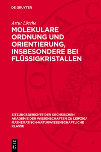 Molekulare Ordnung und Orientierung, insbesondere bei Flüssigkristallen_cover