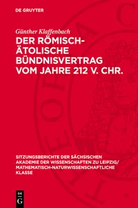 Der römisch-ätolische Bündnisvertrag vom Jahre 212 V. Chr._cover