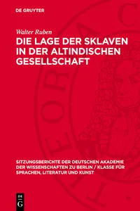 Die Lage der Sklaven in der altindischen Gesellschaft_cover