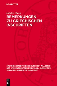 Bemerkungen zu griechischen Inschriften_cover