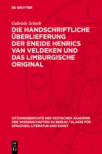 Die handschriftliche Überlieferung der Eneide Henrics van Veldeken und das Limburgische Original_cover