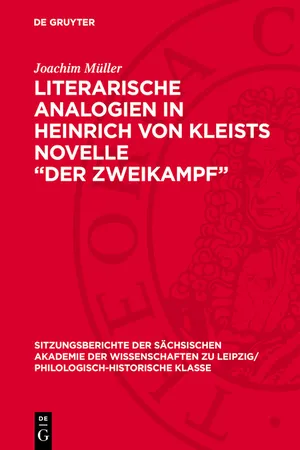 Literarische Analogien in Heinrich von Kleists Novelle "Der Zweikampf"