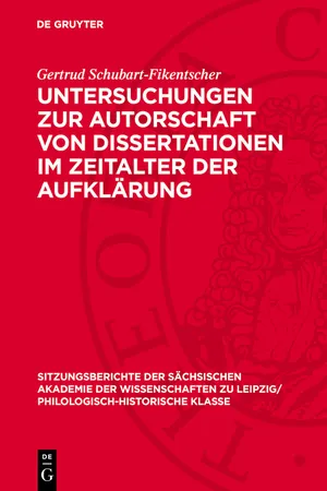 Untersuchungen zur Autorschaft von Dissertationen im Zeitalter der Aufklärung