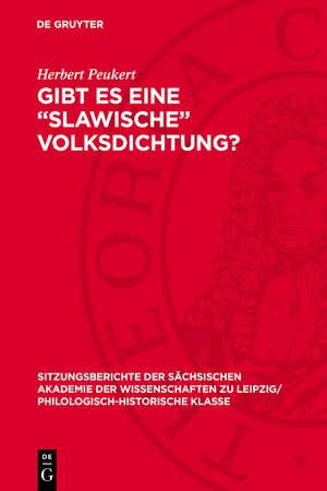 Gibt es eine "Slawische" Volksdichtung?