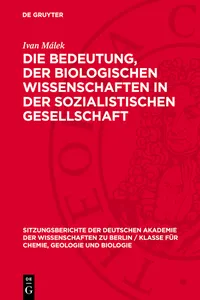 Die Bedeutung, der biologischen Wissenschaften in der sozialistischen Gesellschaft_cover