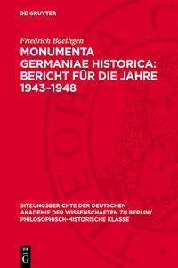 Monumenta Germaniae Historica: Bericht für die Jahre 1943–1948_cover