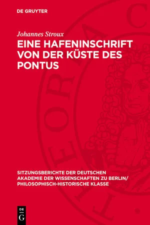 Eine Hafeninschrift von der Küste des Pontus