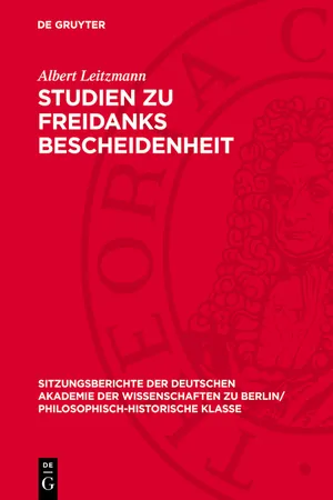 Studien zu Freidanks Bescheidenheit