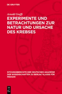 Experimente und Betrachtungen zur Natur und Ursache des Krebses_cover