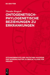 Ontogenetisch-phylogenetische Beziehungen zu Erkrankungen_cover