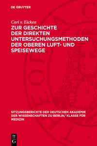 Zur Geschichte der direkten Untersuchungsmethoden der oberen Luft- und Speisewege_cover